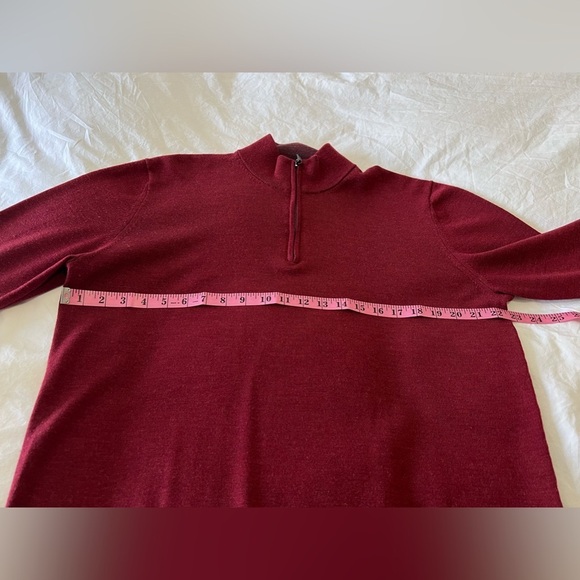 Untuckit | Men’s SZ L | 100% Merino Wool Quarter Zip Sweater Preppy | Red - Picture 2 of 11